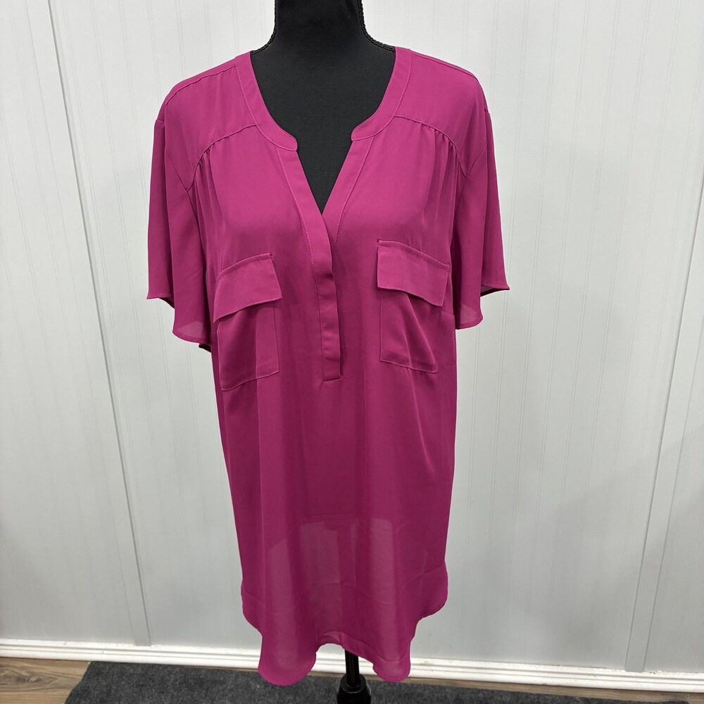 NWT Torrid Women 4X Pink Lightweight Flutter Sleeve Harper Blouse Preppy Classic